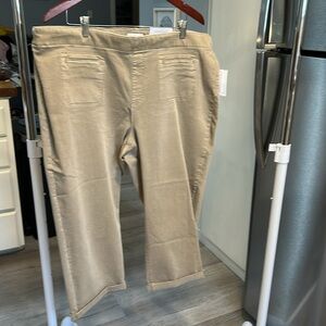 Westbound Women's Plus Size 20W Tan High Rise Fit Crop Slim Leg Pull On Jeans